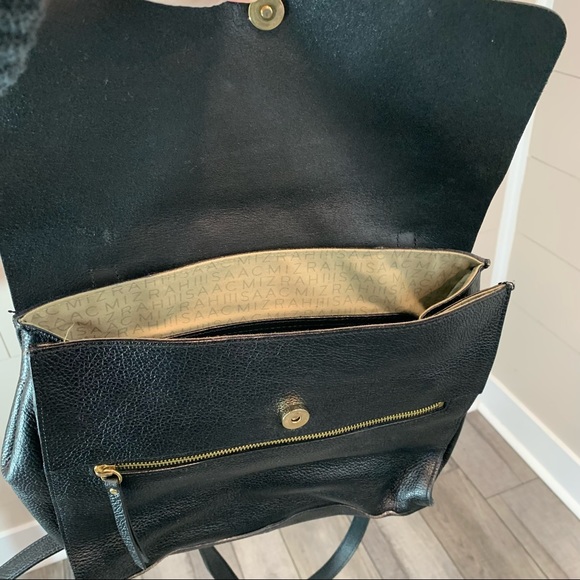 Isaac Mizrahi Black Pebble Genuine Leather Satchel Handbag Purse - Picture 5 of 10